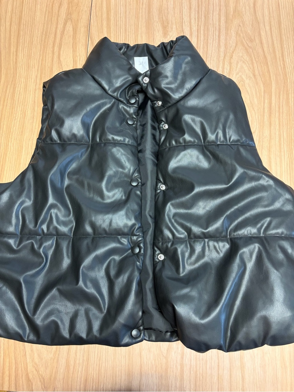 No Boundaries Black Faux Leather Puffer Vest XXL